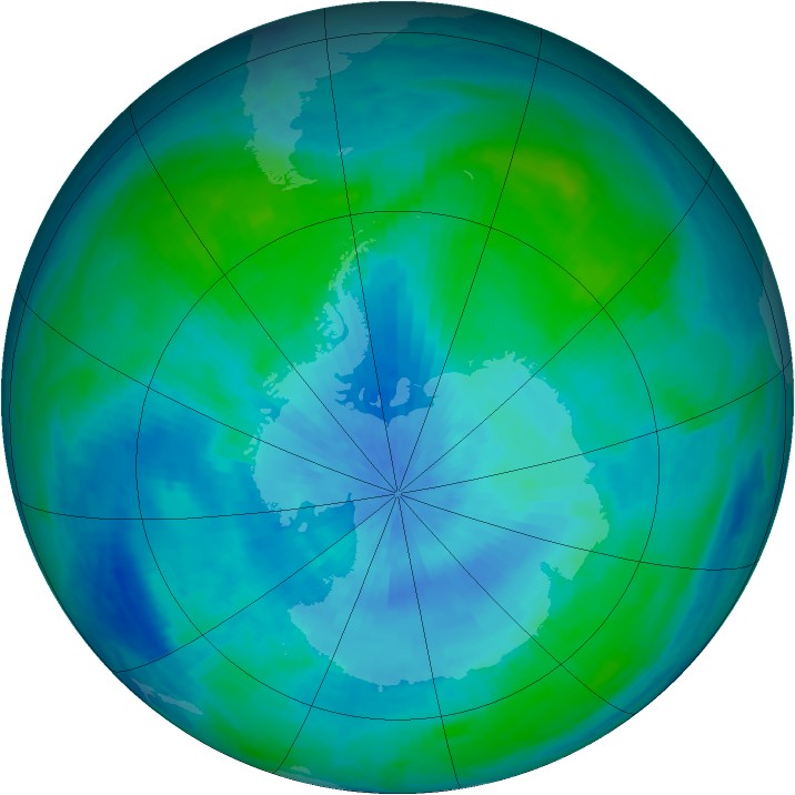 Antarctic ozone map for 24 February 1986